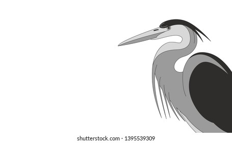 cartoon  heron, vector illustration,flat style,profile side