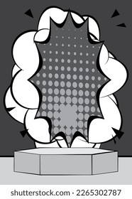 Cartoon Hexagonalgrauer Stadium für Musterpräsentation. Comic Book Product Podium Graphic Präsentation. Vektorgrafik der Schaukästen.