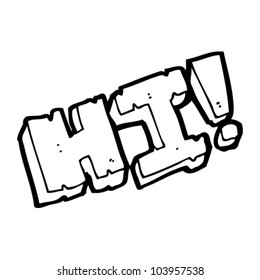 cartoon hi! sign