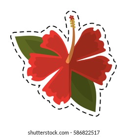 cartoon hibiscus flower exotic icon