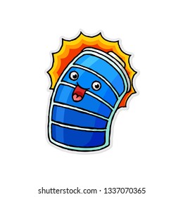 Cartoon high power battery, hand drawn, stickers - vector