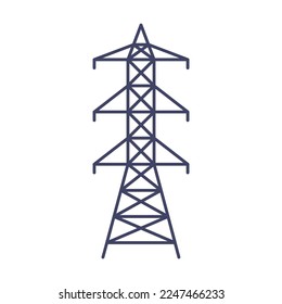Cartoon high voltage line tower for electric cables isolated on white. Electrician tool. Vector illustration of equipment for electric power control and repair. Hardware concept