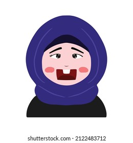 Niños con hijab en dibujos animados o musulmanes. ilustración vectorial