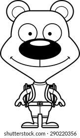 A cartoon hiker bear smiling.