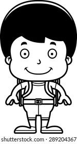 A cartoon hiker boy smiling.