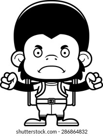 A cartoon hiker chimpanzee looking angry.