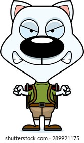 A cartoon hiker kitten looking angry.