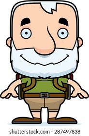 A cartoon hiker man smiling.