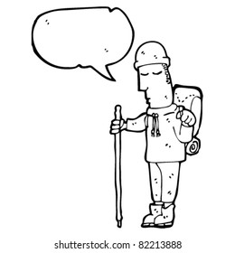 Cartoon-Wanderer-Gespräch