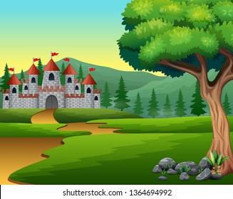 Cartoon of hill road to castle