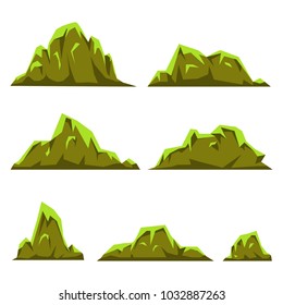 Cartoon hills and mountains set, for web or game design. Vector illustration