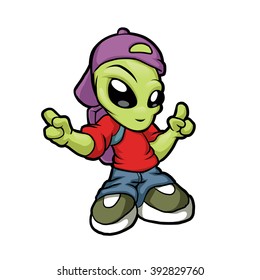 Cartoon Hip Hop Alien 