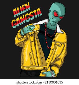 Cartoon Hip Hop Alien Gangsta