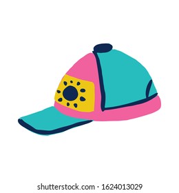 Cartoon hip hop retro peaked cap icon isolated on white background. Vector illustration
