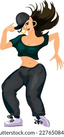 Cartoon hip-hop dancer isolated on white background