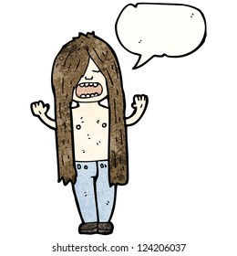 hombre hippie de caricatura con burbuja de habla