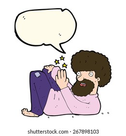 hombre hippie de caricatura con burbuja de habla