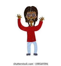 cartoon hippie man waving arms