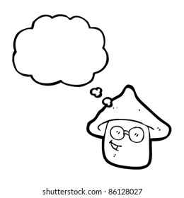 cartoon hippie mushroom with spectacles
