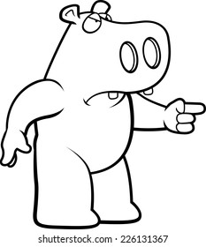 A cartoon hippo with an angry expression.