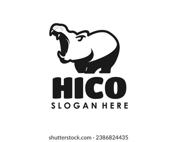 Cartoon hippo animal logo for children's parks and safari designs