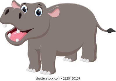 Cartoon Hippo isolated on white background