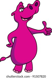 cartoon hippo on white back ground