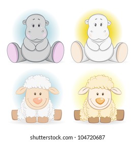 Cartoon hippo and sheep baby toy