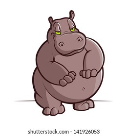Cartoon Hippo Smile. Fully Editable Vector File