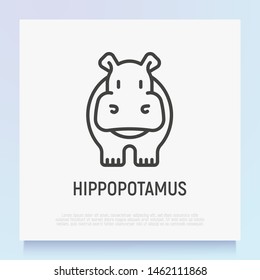 Cartoon hippo thin line icon. Modern vector illustration.