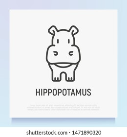 Cartoon hippo thin line icon. Modern vector illustration.