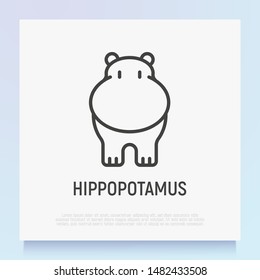 Cartoon hippo thin line icon. Modern vector illustration.