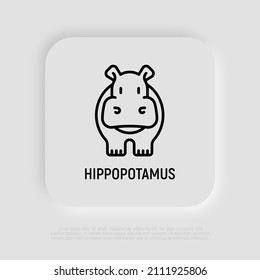 Cartoon hippo thin line icon. Modern vector illustration.