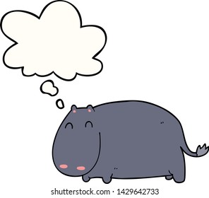 cartoon hippo with thought bubble
