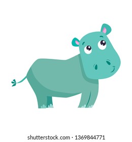 Cartoon hippo vector illustration.