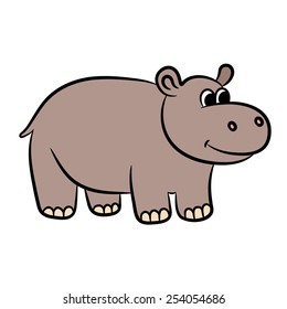 Cartoon hippo. Vector illustration