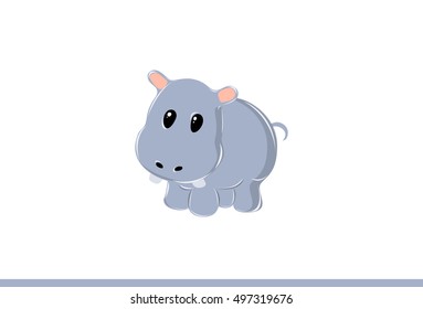 Cartoon Hippo Vector Illustration