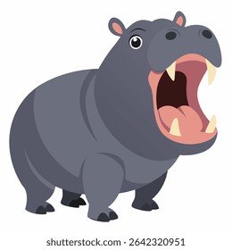 Cartoon hippopotamus angry. Colorful  hippo. Suitable for children's books, sticknders, mascots, logos. Isolated vector illustration on a white backgraund.