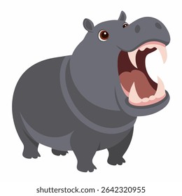 Cartoon hippopotamus angry. Colorful  hippo. Suitable for children's books, sticknders, mascots, logos. Isolated vector illustration on a white backgraund.