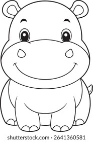 Cartoon hippopotamus coloring page perfect for fun zoo animal themed coloring