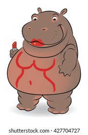 Cartoon hippopotamus fat, vector