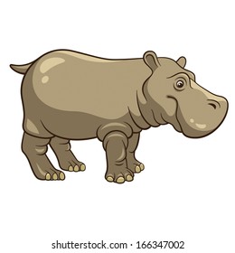 Cartoon Hippopotamus isolated on a white background, vector illustration