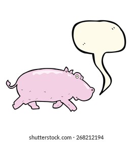 cartoon hippopotamus with speech bubble