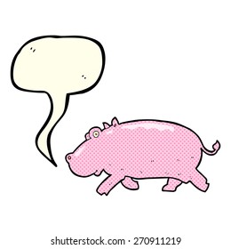 cartoon hippopotamus with speech bubble