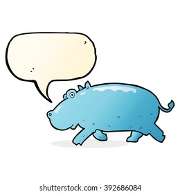 cartoon hippopotamus with speech bubble
