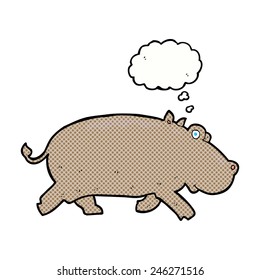 cartoon hippopotamus with thought bubble