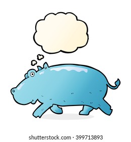 cartoon hippopotamus with thought bubble