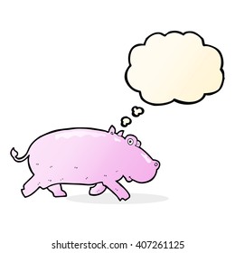 cartoon hippopotamus with thought bubble