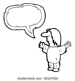 cartoon hippy man with speech bubble