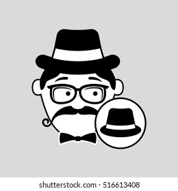 cartoon hipster hat vintage background vector illustration eps 10